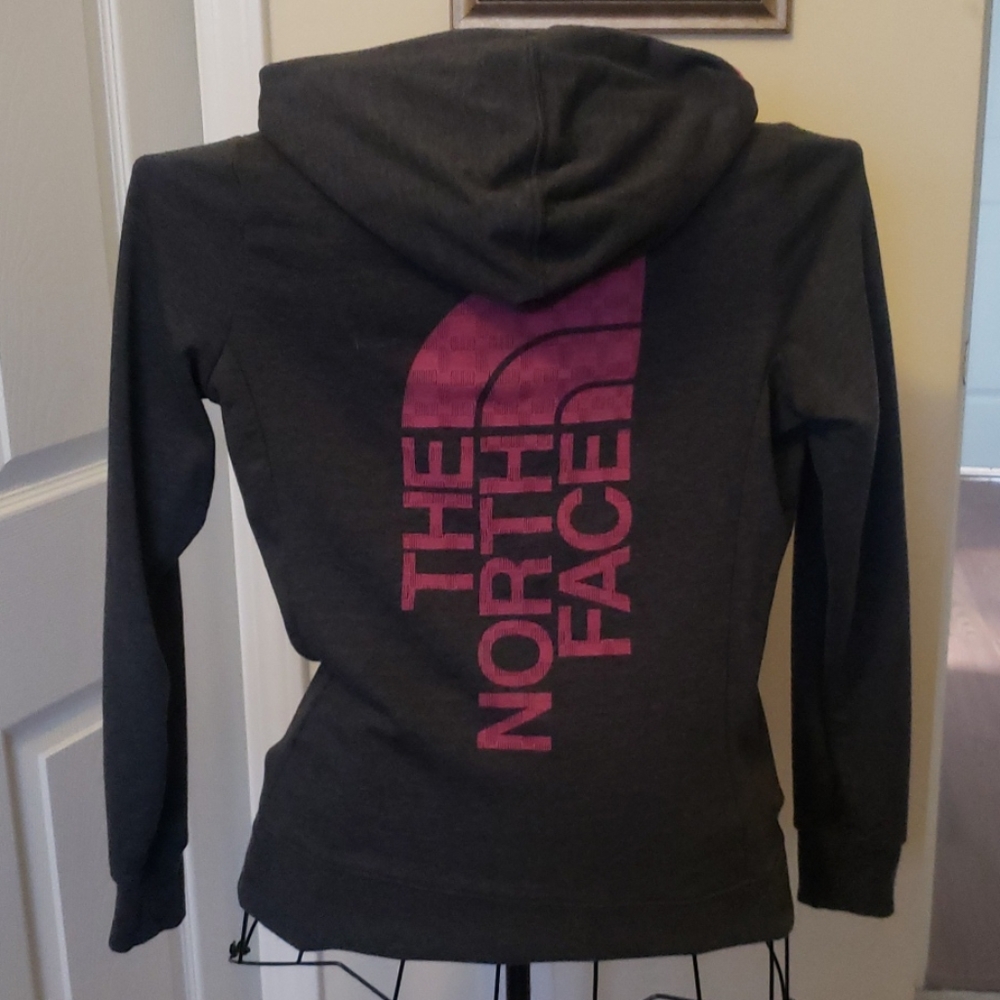 Women The North Face hoodie size medium pink grey